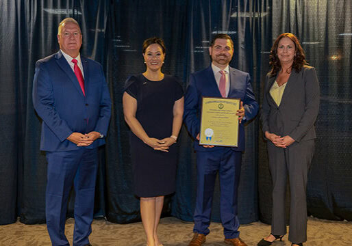 Left to Right: Jamie Link, Secretary of the Kentucky Education and Labor Cabinet; Jacqueline Coleman, Kentucky Lt. Governor; Andrew Glass, Cintas safety coordinator; and Rachel May, Cintas production coordinator. (Photo: Cintas Corp.)