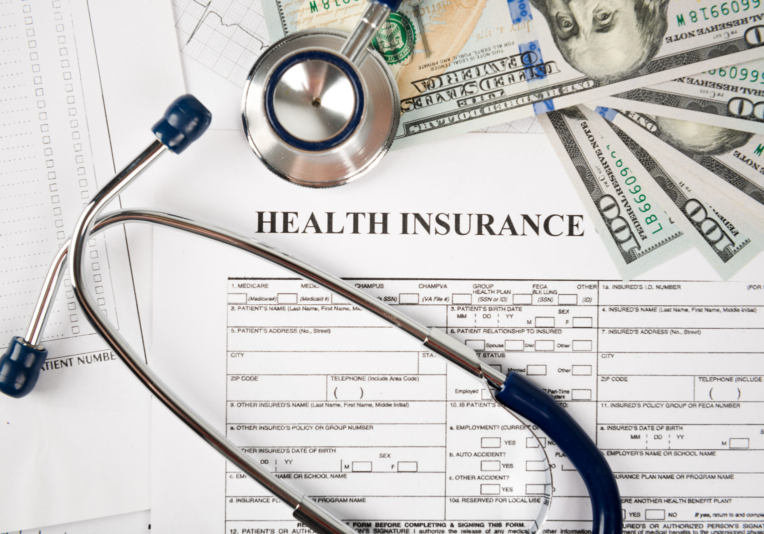 Health care costs. Stethoscope and calculator symbol for health care costs or medical insurance